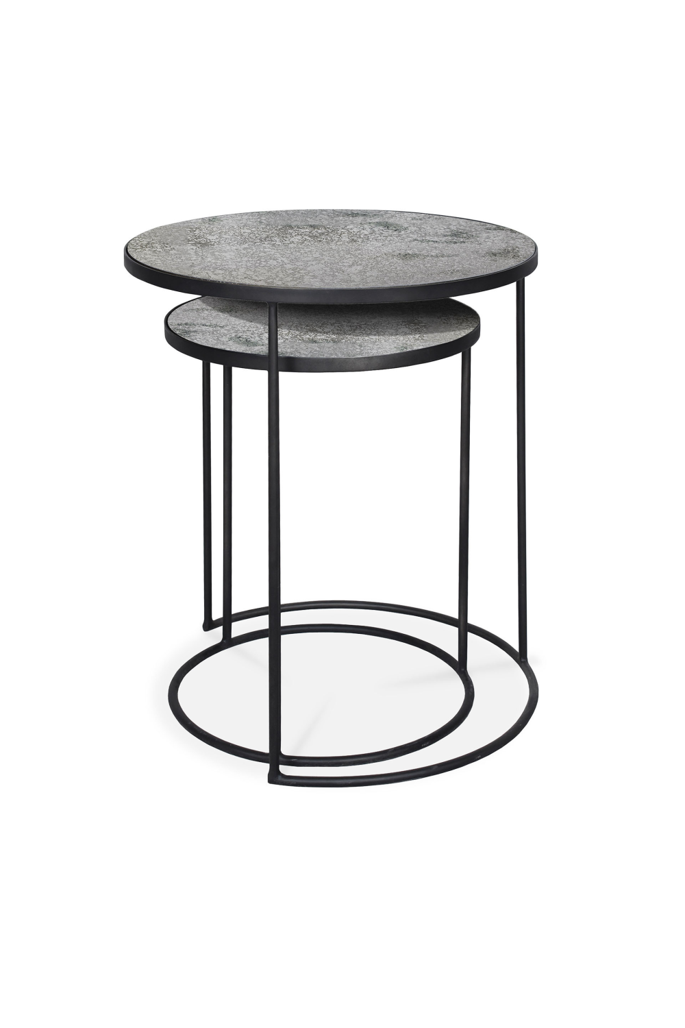 Round Nesting Side Table Set (2) | Ethnicraft Mirrored | OROA.com
