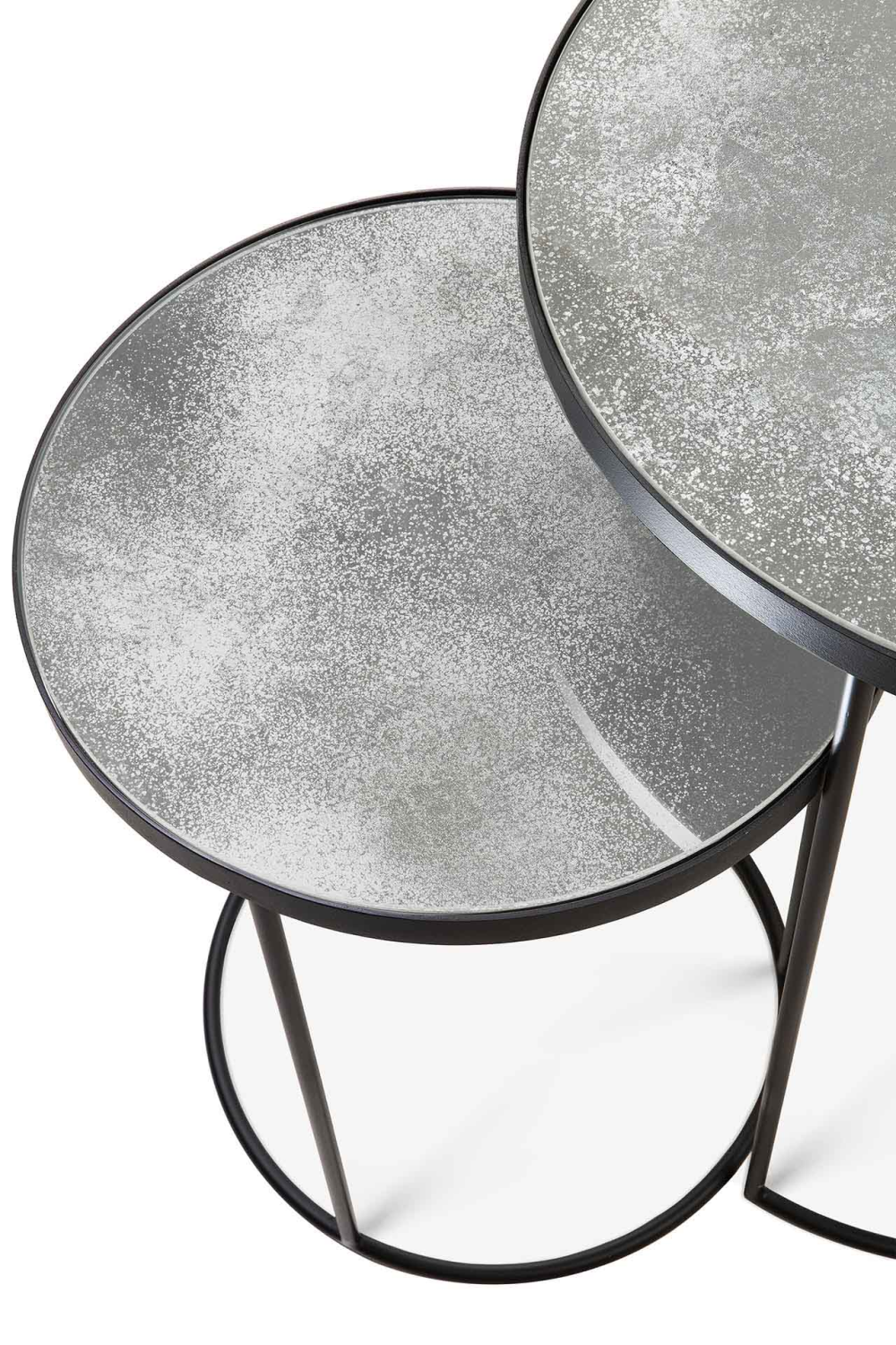 Round Nesting Side Table Set (2) | Ethnicraft Mirrored | OROA.com
