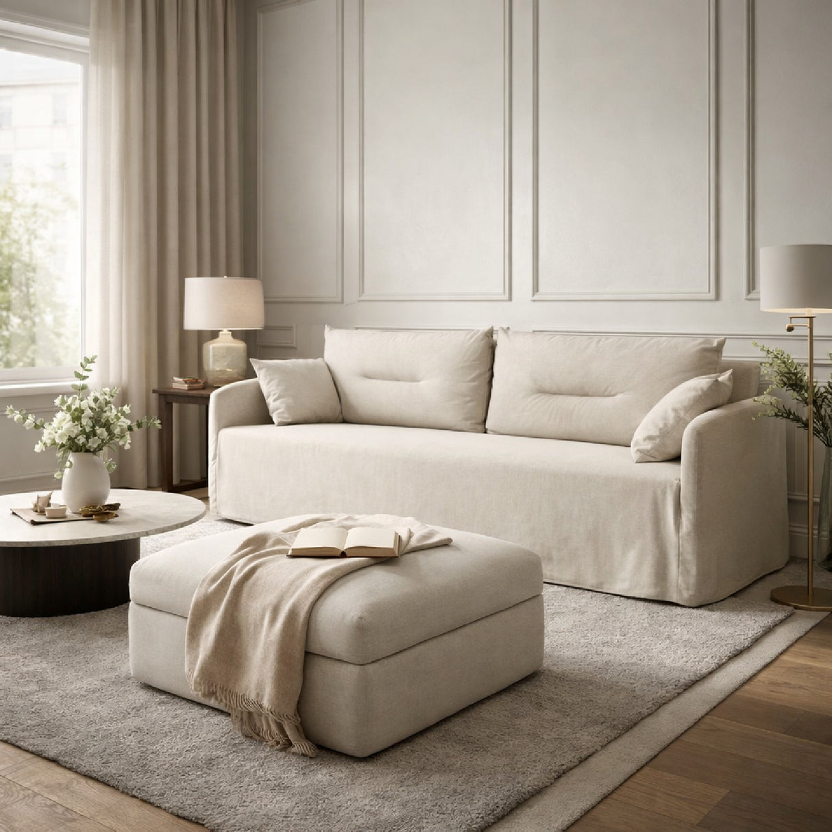 Modern European furniture - Linen Blend 2-Seater Sofa - www.oroa.com | Oroa.com