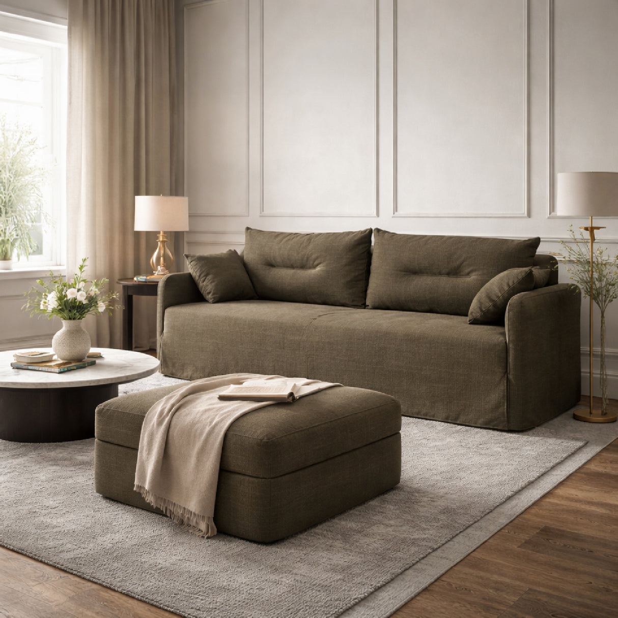Modern European furniture - Linen Blend 2-Seater Sofa - www.oroa.com | Oroa.com