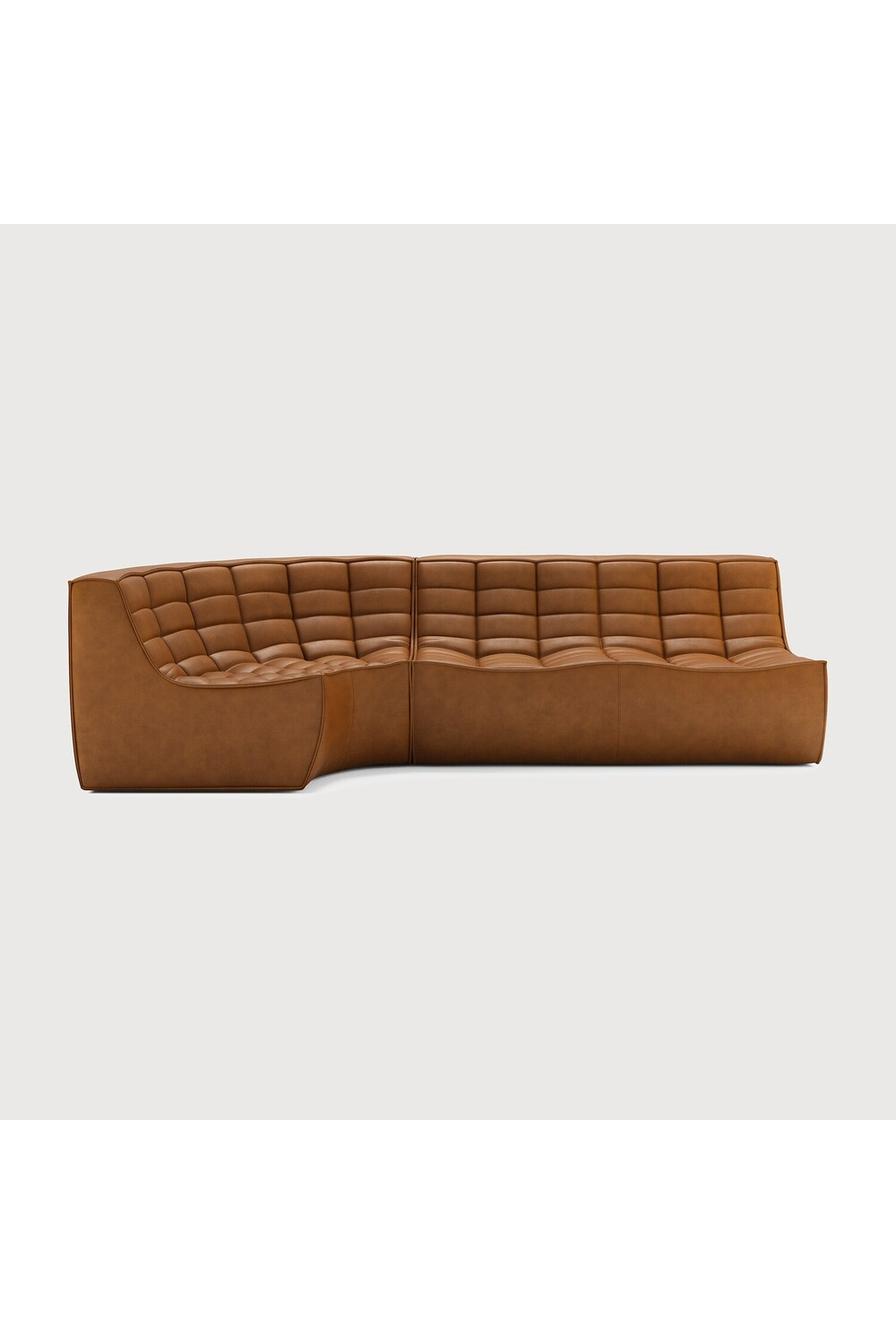 Brown Leather 2-Seater Modular Sofa | Ethnicraft N701 | Oroa.com