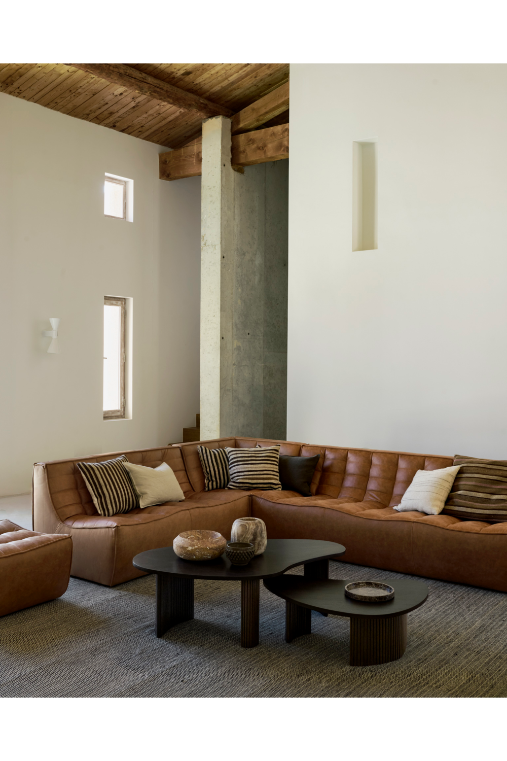 Brown Leather Modular Sofa | Ethnicraft N701 | Oroa.com