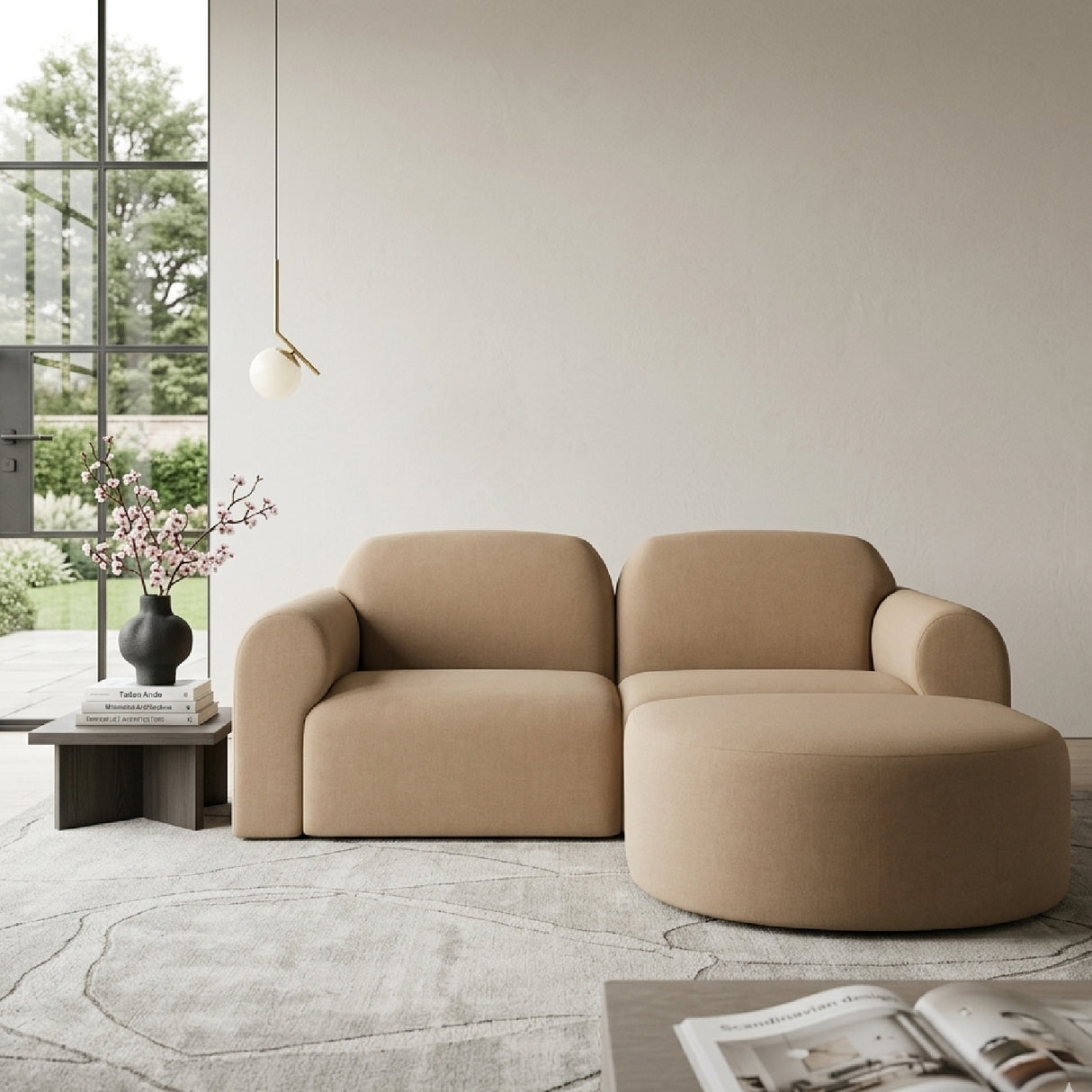 Modern European furniture - End Seater Sofa with Semi-Circle Footstool - www.oroa.com | Oroa.com