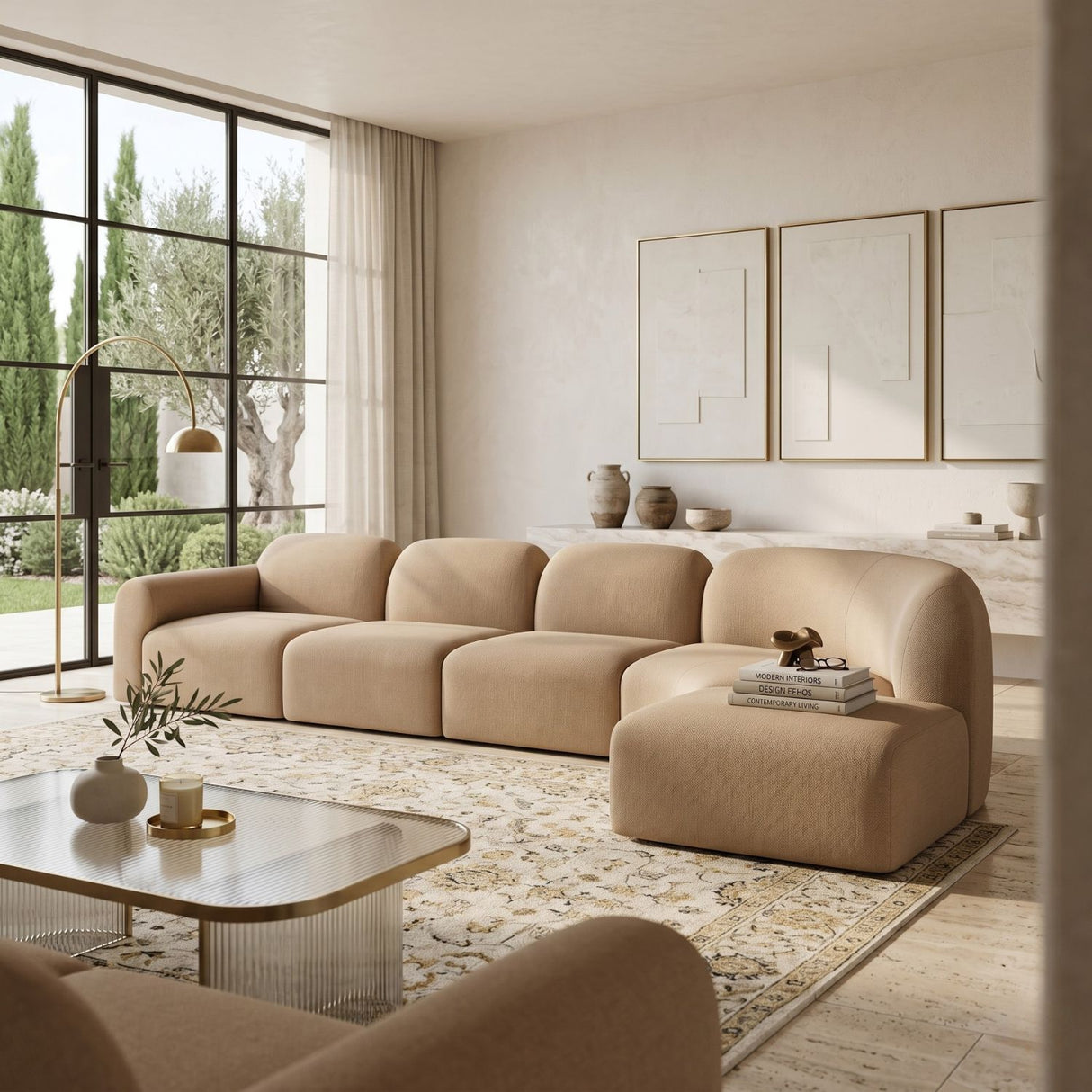 Modern or European furniture - Light Brown Modular Sofa Set - www.oroa.com | Oroa.com