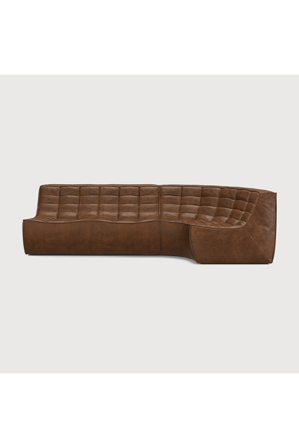 Dark Brown Leather 2-Seater Modular Sofa | Ethnicraft N701 | Oroa.com