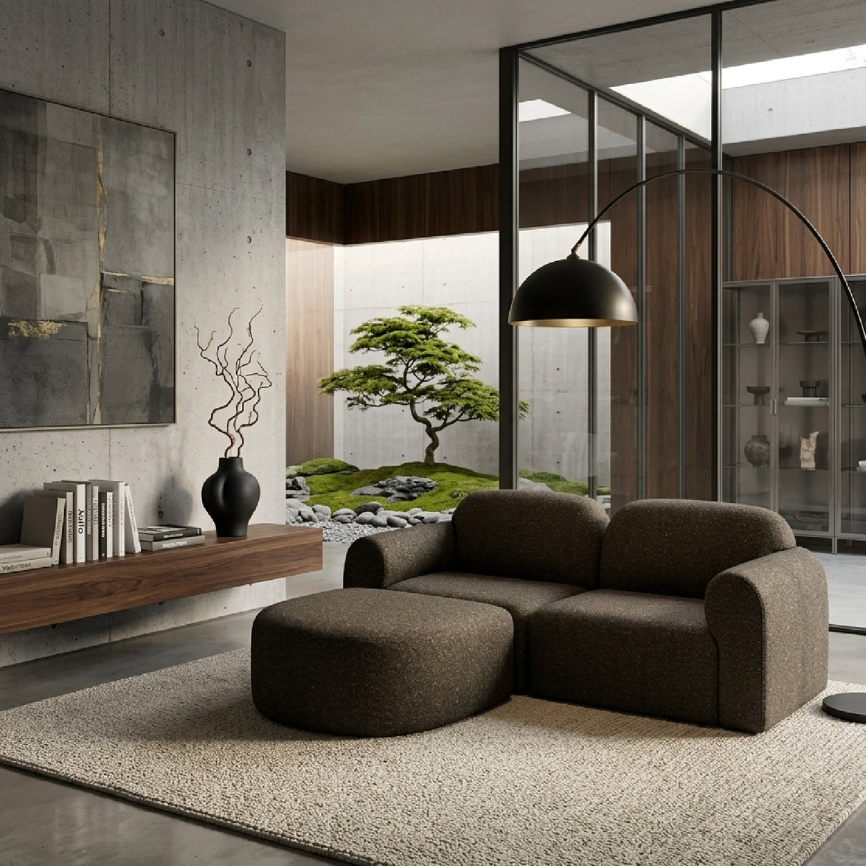 Modern European furniture - End Seater Sofa with Semi-Circle Footstool - www.oroa.com | Oroa.com