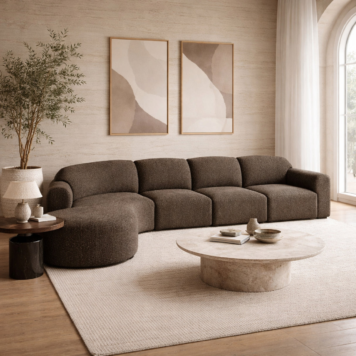 Modern European furniture - Modular Sofa with Semi - Circle Footstool - www.oroa.com | Oroa.com