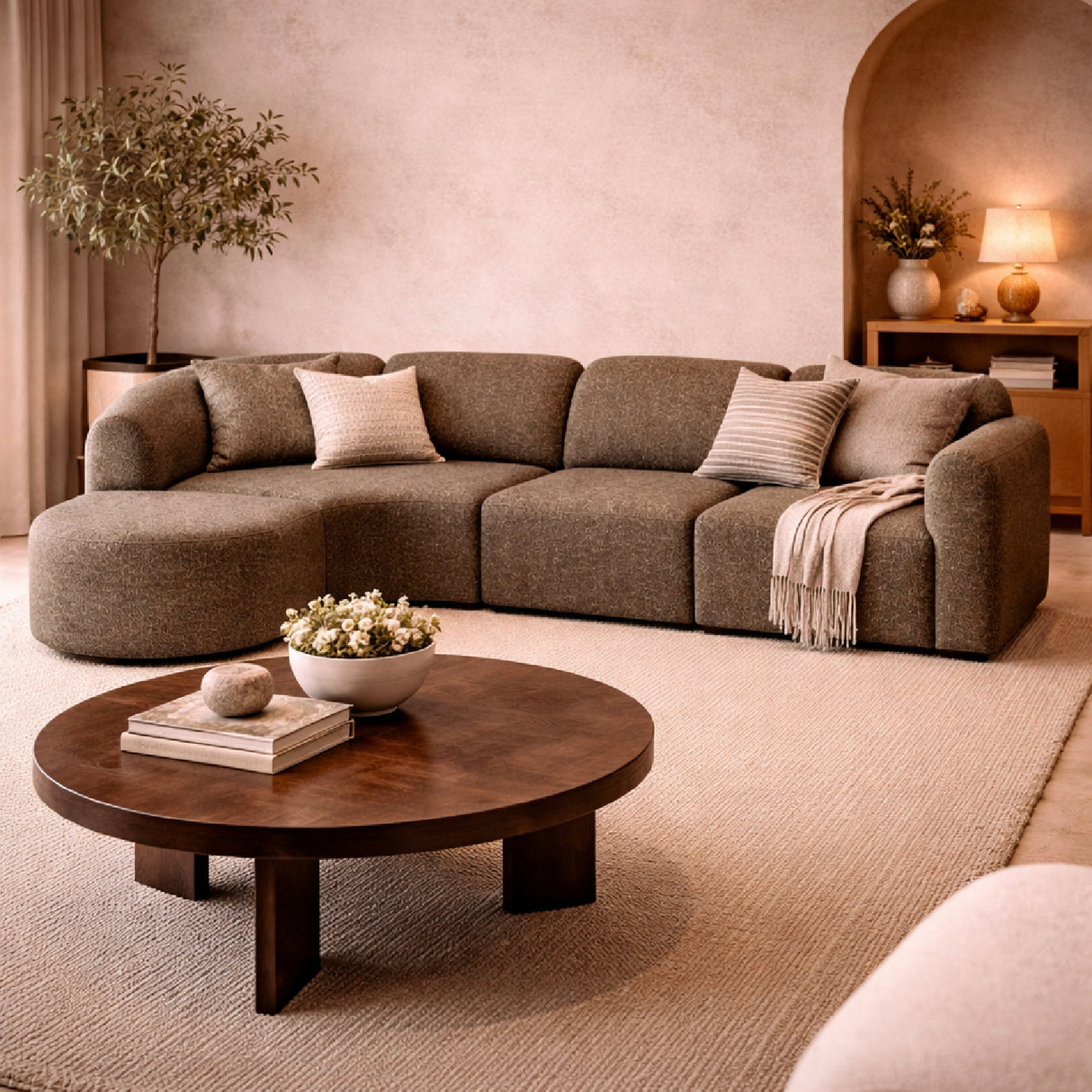 Modern European furniture - Modular Sofa Set with Semi-Circle Stool - www.oroa.com | Oroa.com