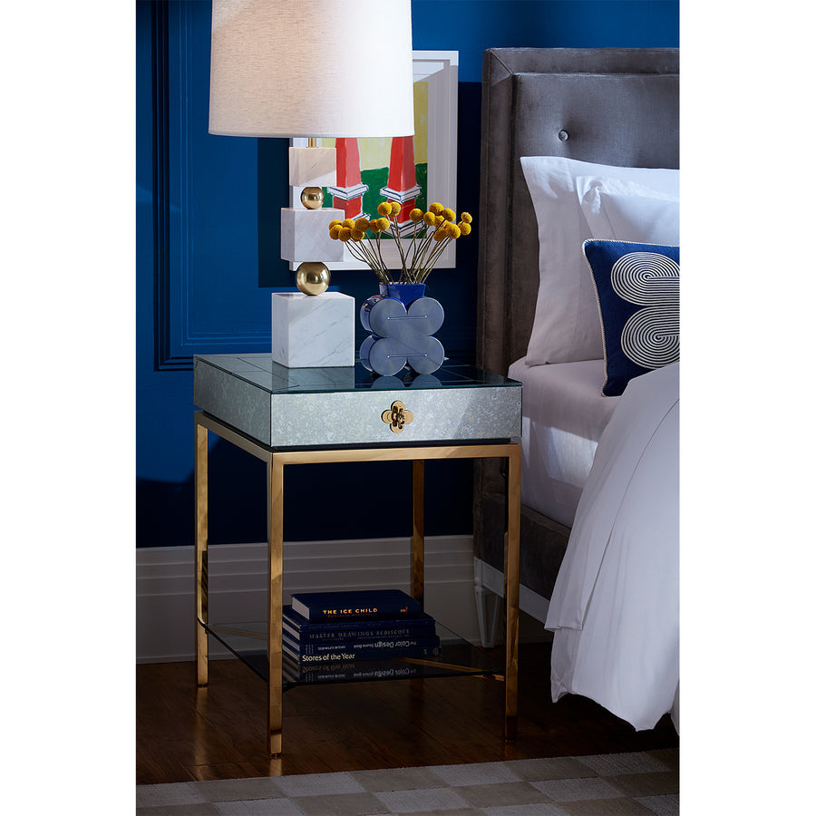 Antiqued Mirror 1-Drawer Side Table | Jonathan Adler Delphine | Oroa.com