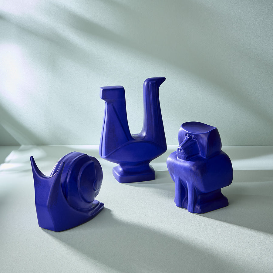 Blue Stoneware Sculpture | Jonathan Adler Cobalt Baboon | Oroa.com
