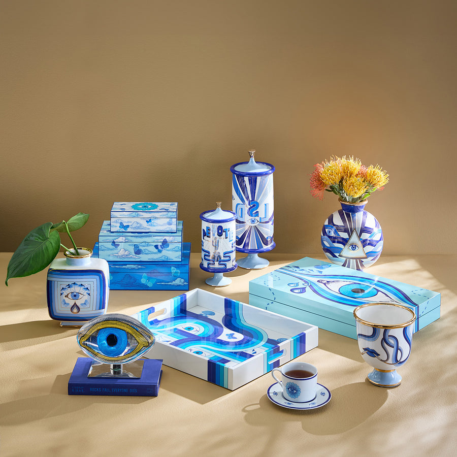 Eye Motif Blue Lacquer Box M | Jonathan Adler Druggist | Oroa.com