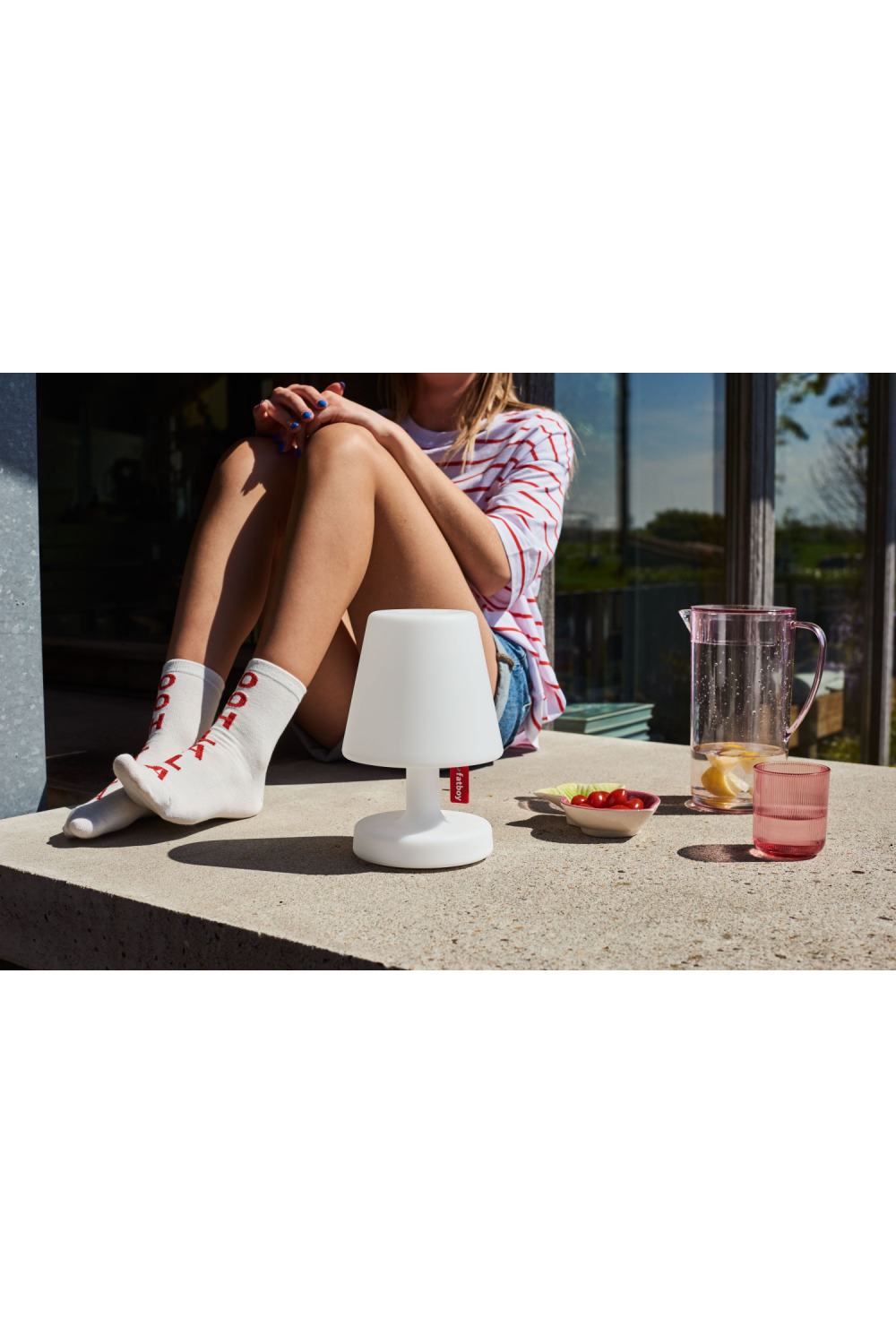 White Minimalist Table Lamp | Fatboy Edison The Petit | OROA.com