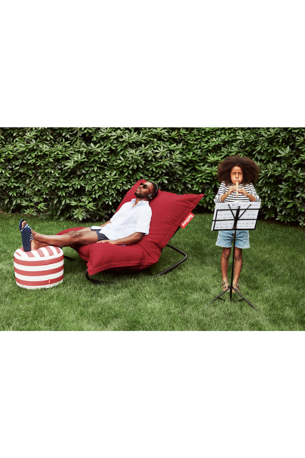 Modern Outdoor Bean Bag With Rocking Chair | Fatboy Original Slim + Rock 'n Roll | OROA.com