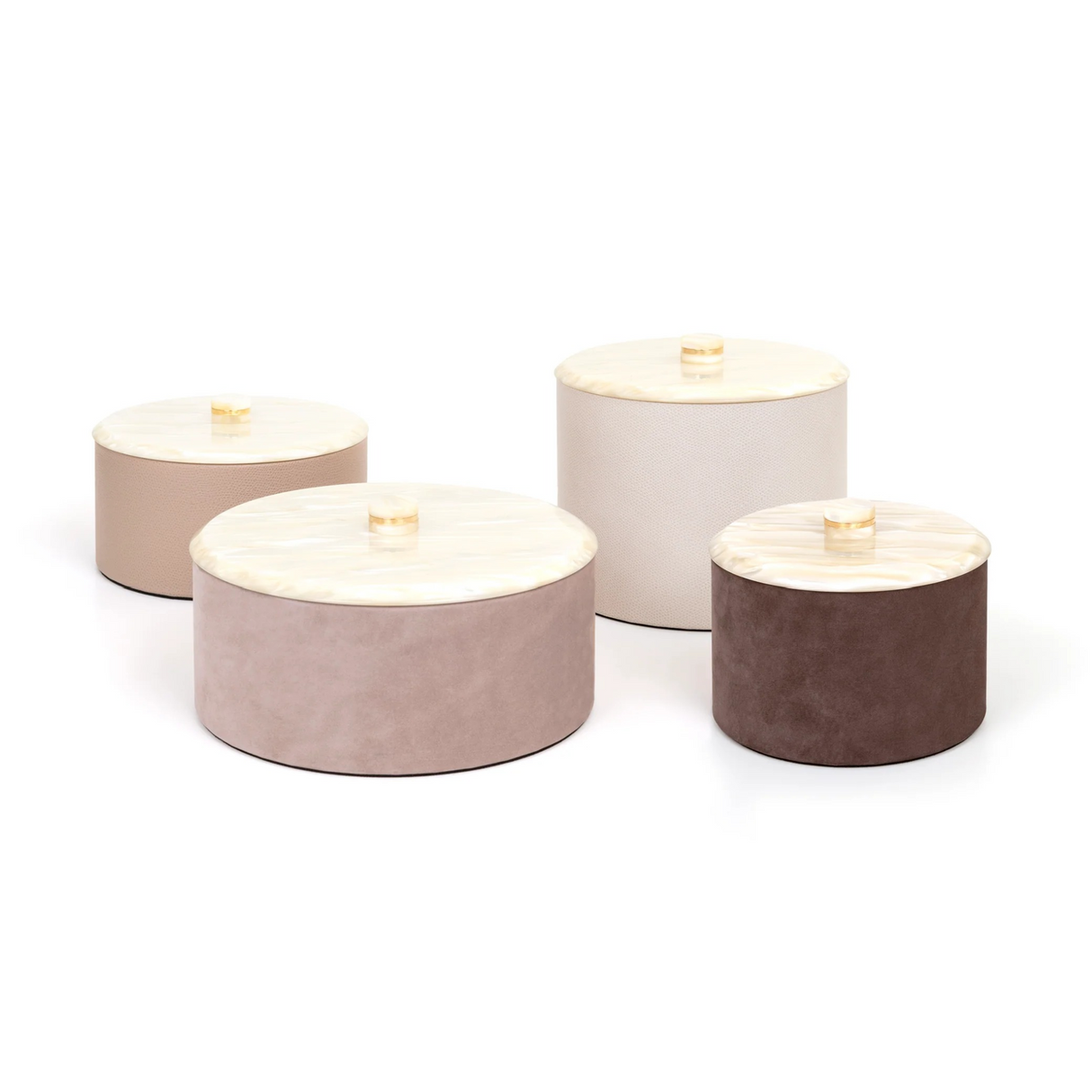Leather Round Lidded Box | Pinetti Kelly | OROA.com