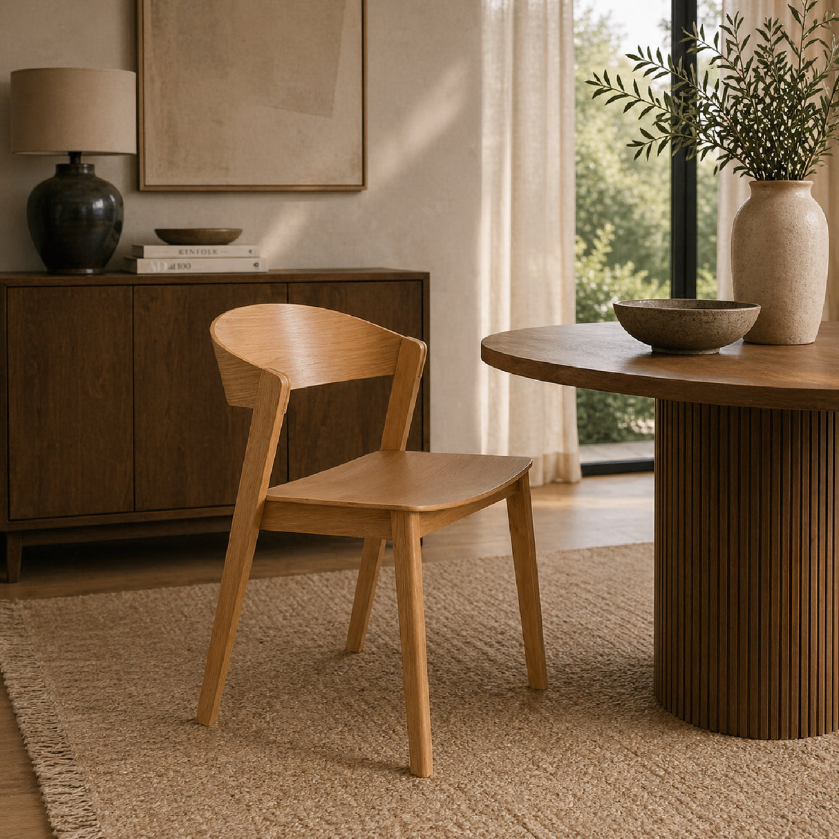 Modern European furniture - Oak Wood Dining Chairs (2) - www.oroa.com | Oroa.com