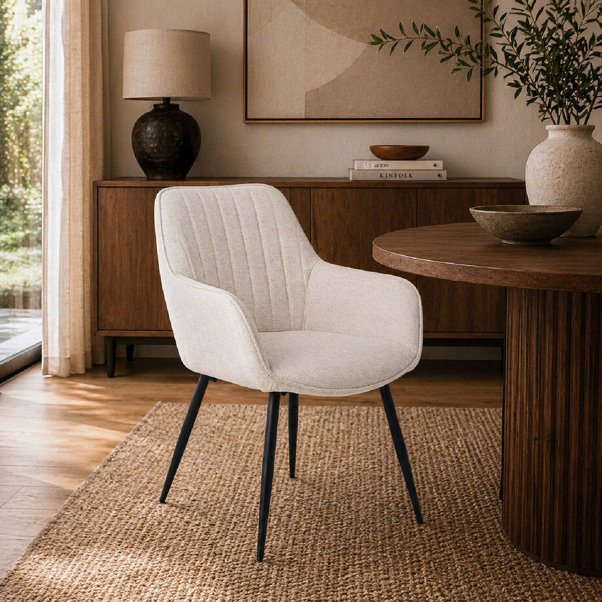 Modern European furniture - Vertical-Channeled Back Dining Armchairs (2) - www.oroa.com | Oroa.com