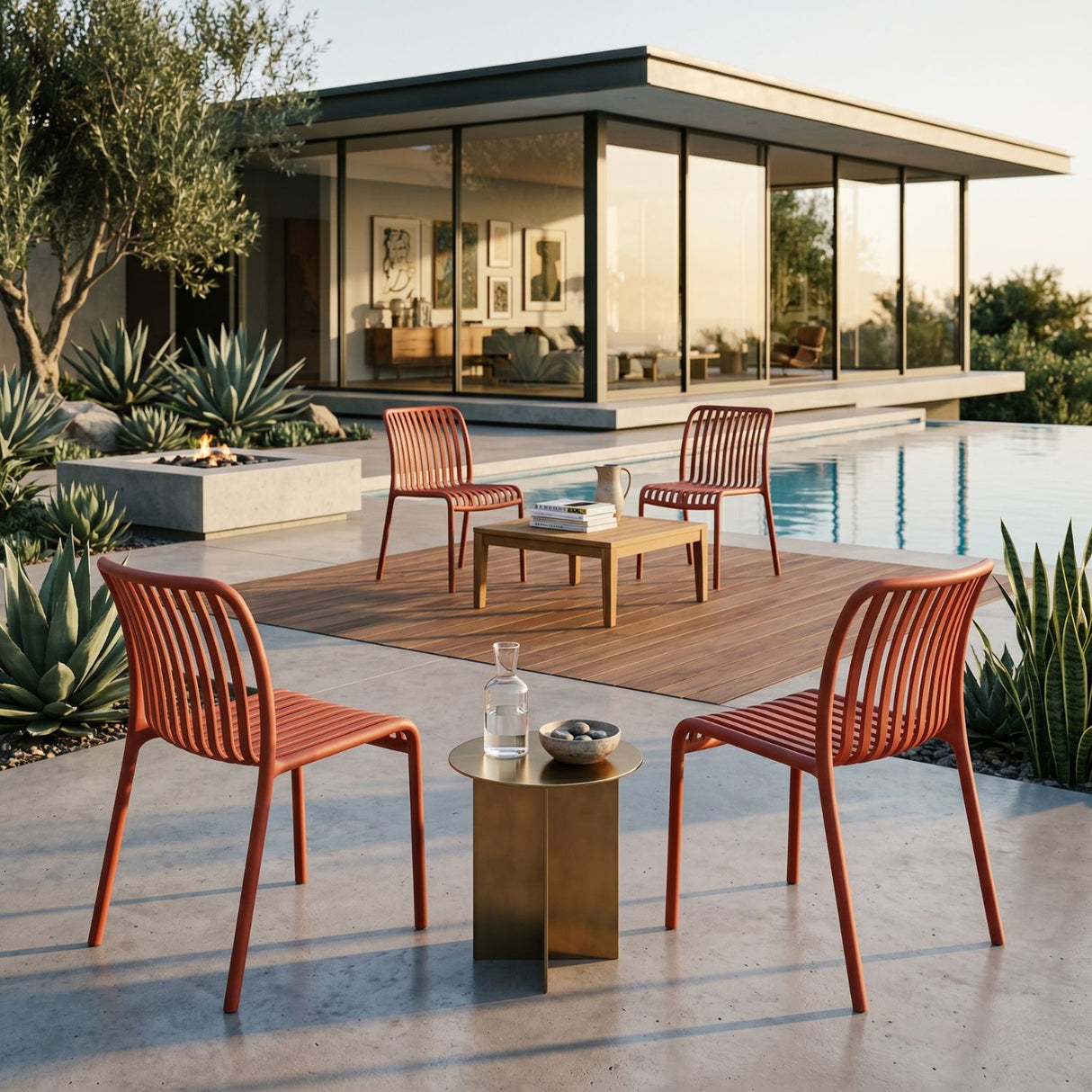 Molded Outdoor Stackable Chairs (4) | Oroa.com