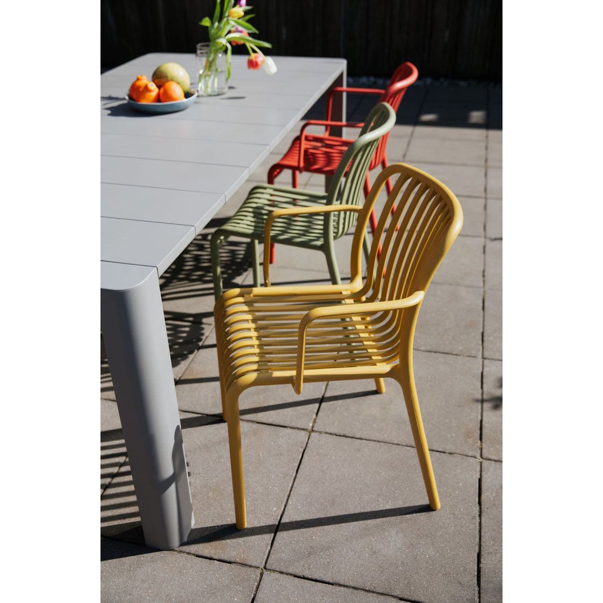 Modern European furniture - Colored Stackable Outdoor Dining Armchairs (4) - www.oroa.com | Oroa.com