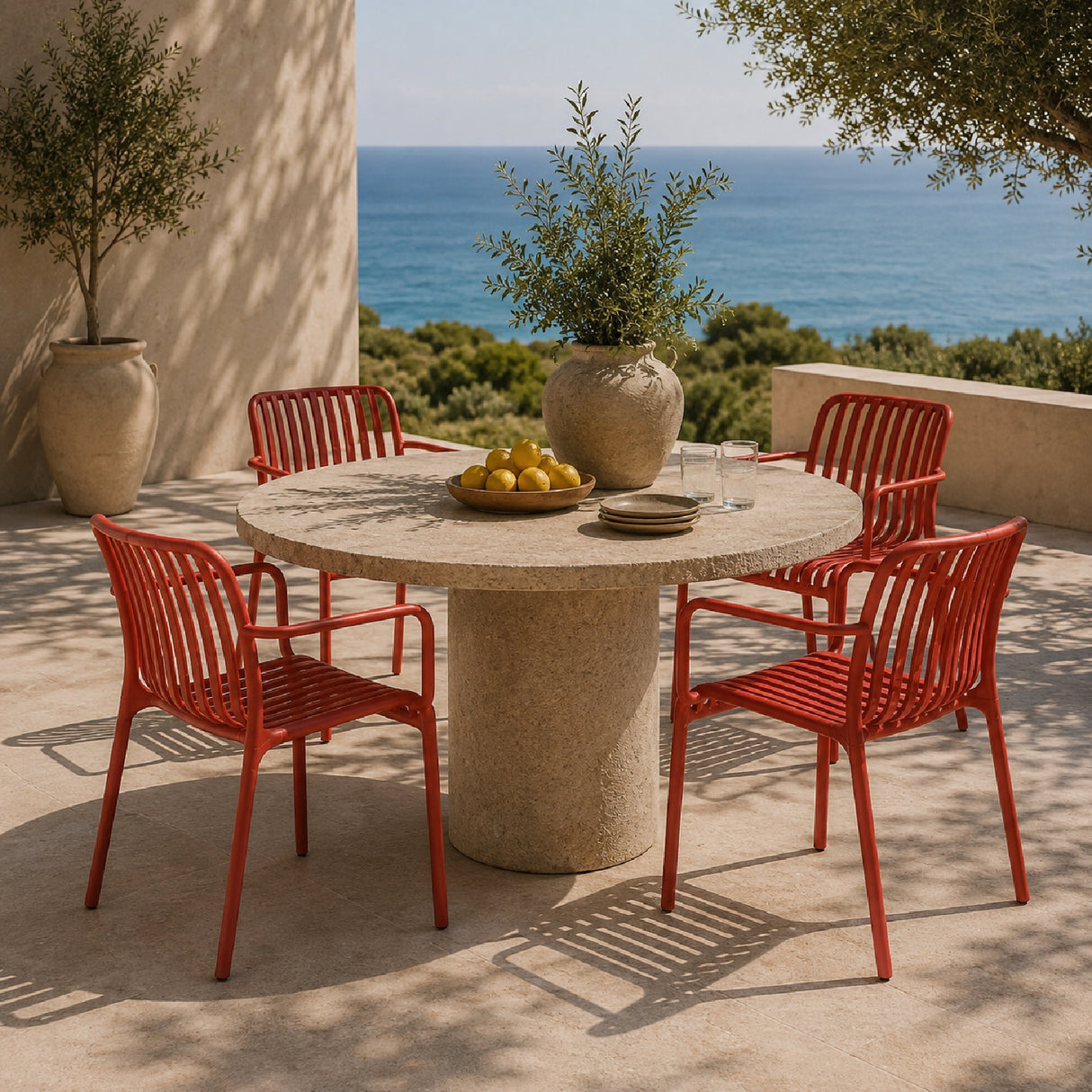 Modern European furniture - Colored Stackable Outdoor Dining Armchairs (4) - www.oroa.com | Oroa.com