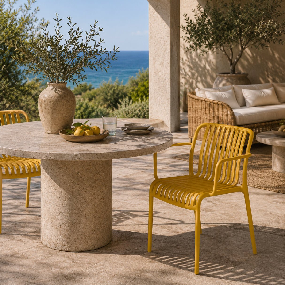 Modern European furniture - Colored Stackable Outdoor Dining Armchairs (4) - www.oroa.com | Oroa.com