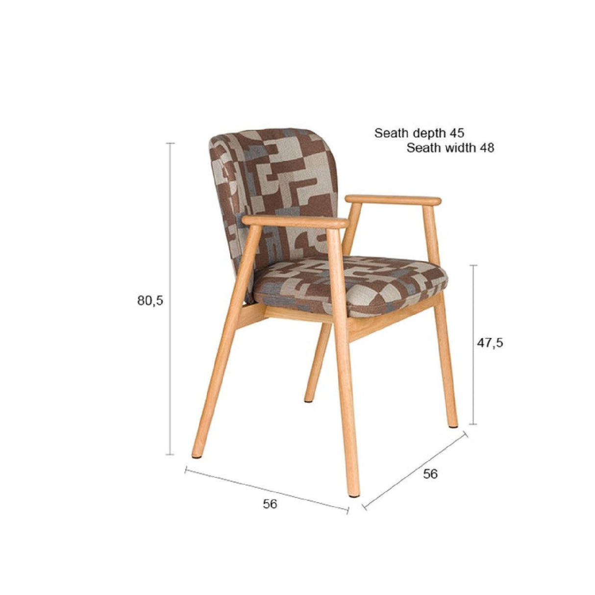 Modern European furniture - Brown Printed Dining Armchairs (2) - www.oroa.com | Oroa.com