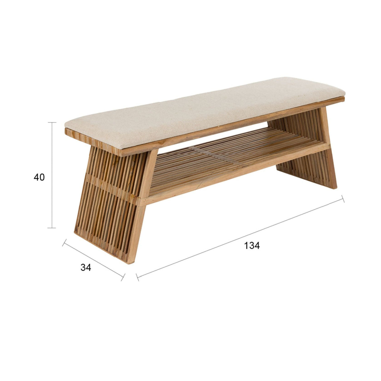 Modern furniture - Cotton Seat Teak Bench - www.oroa.com | Oroa.com