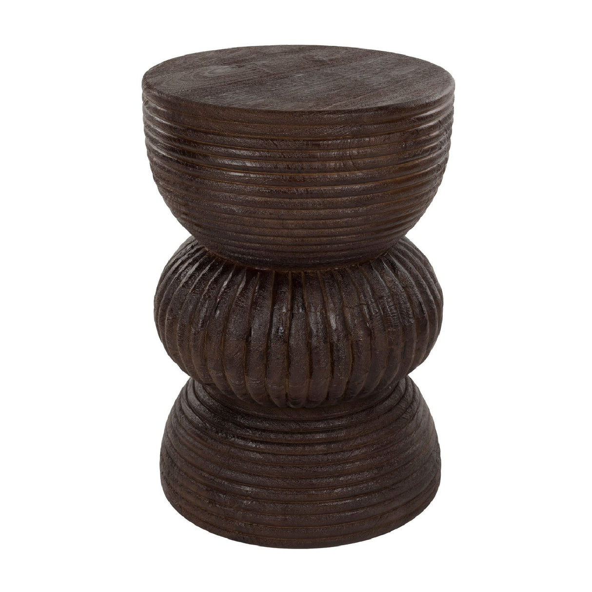 Modern furniture - Brown Wooden Fluted Side Table - www.oroa.com | Oroa.com