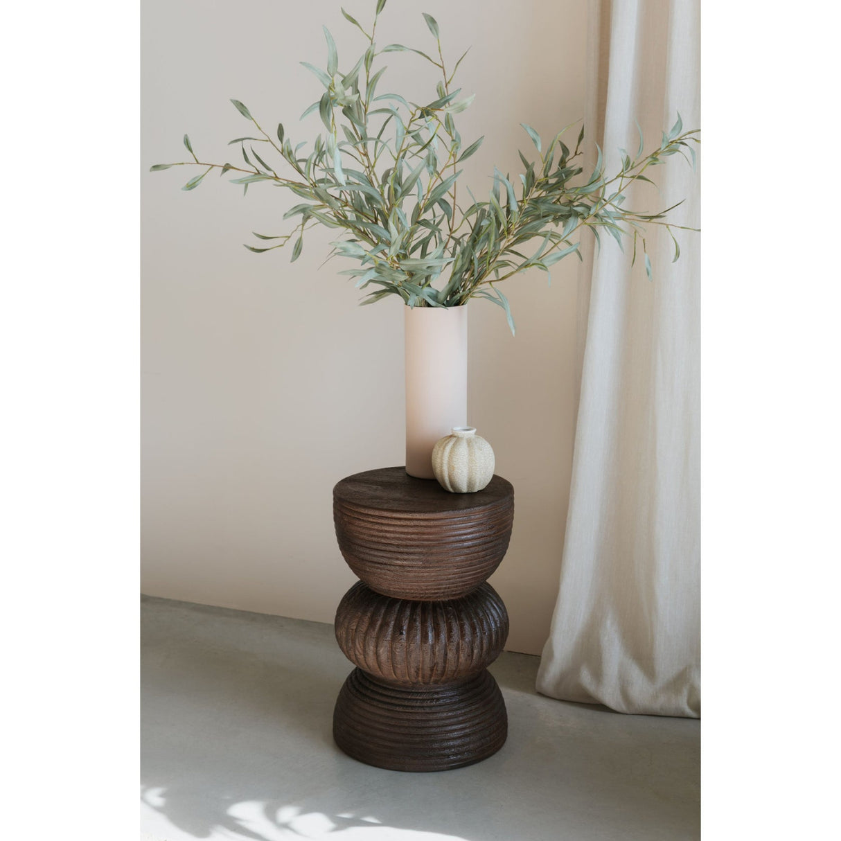 Modern furniture - Brown Wooden Fluted Side Table - www.oroa.com | Oroa.com