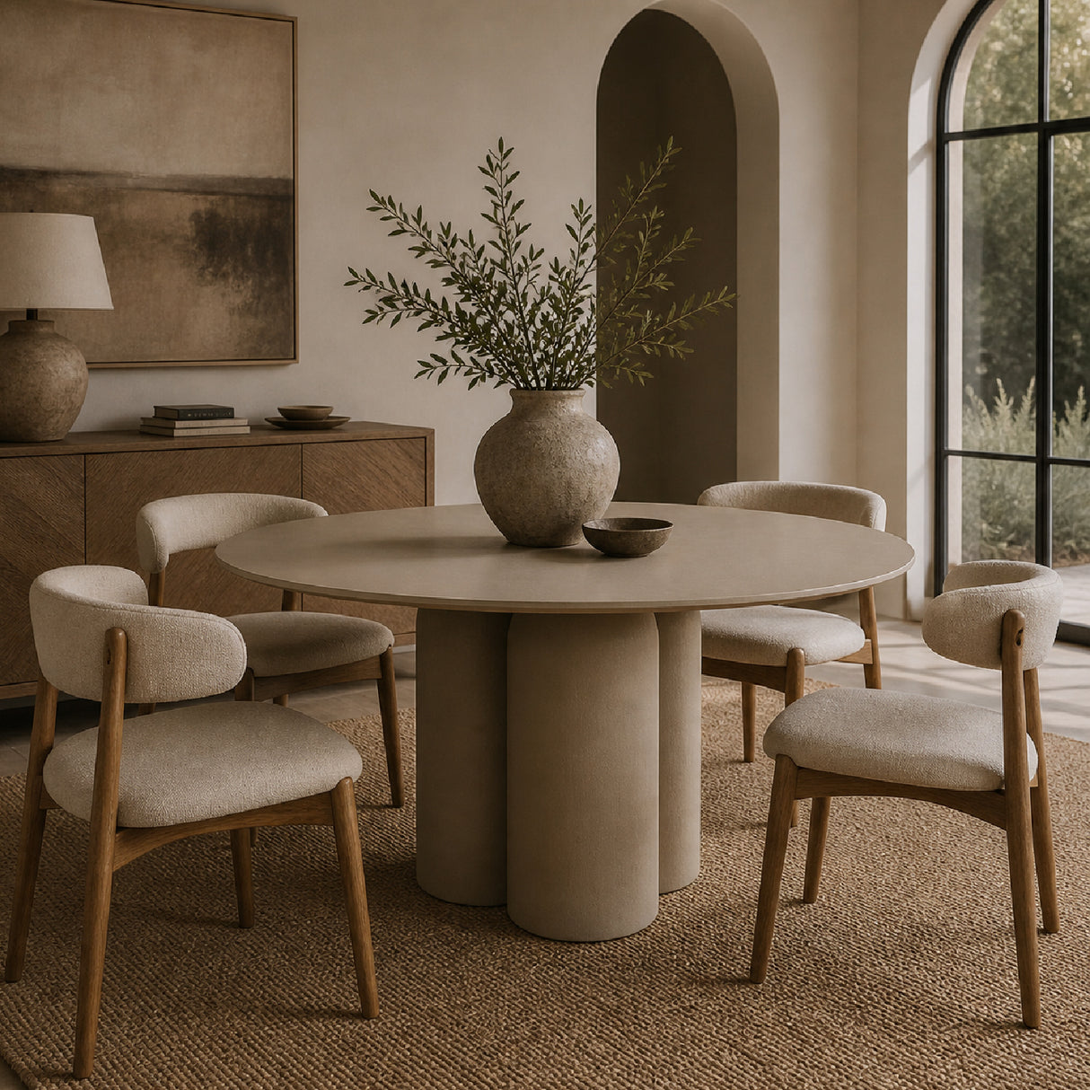 Modern furniture - Beige Round Dining Table - www.oroa.com | Oroa.com