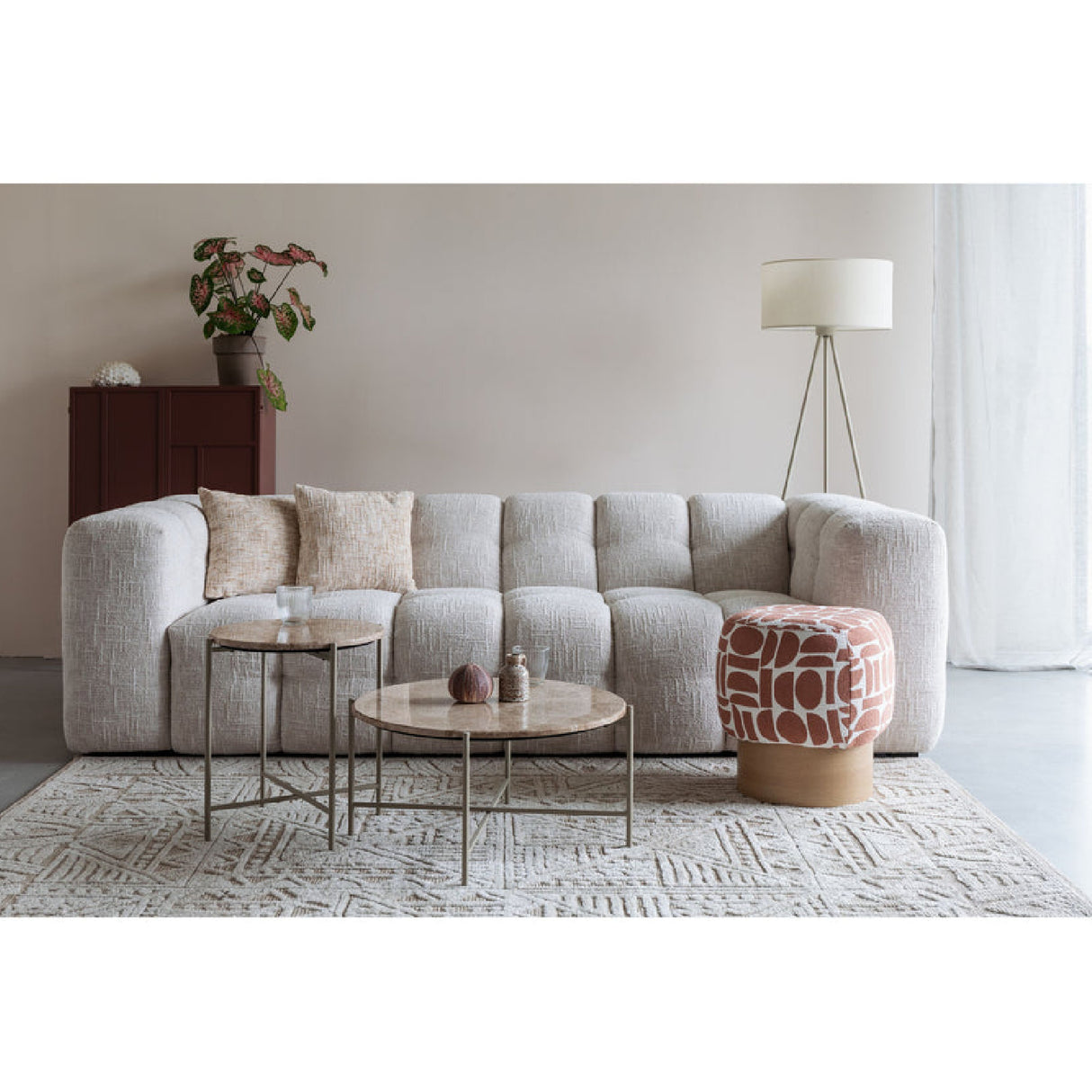 Modern furniture - Beige Linen Channel-Tufted Sofa - www.oroa.com | Oroa.com