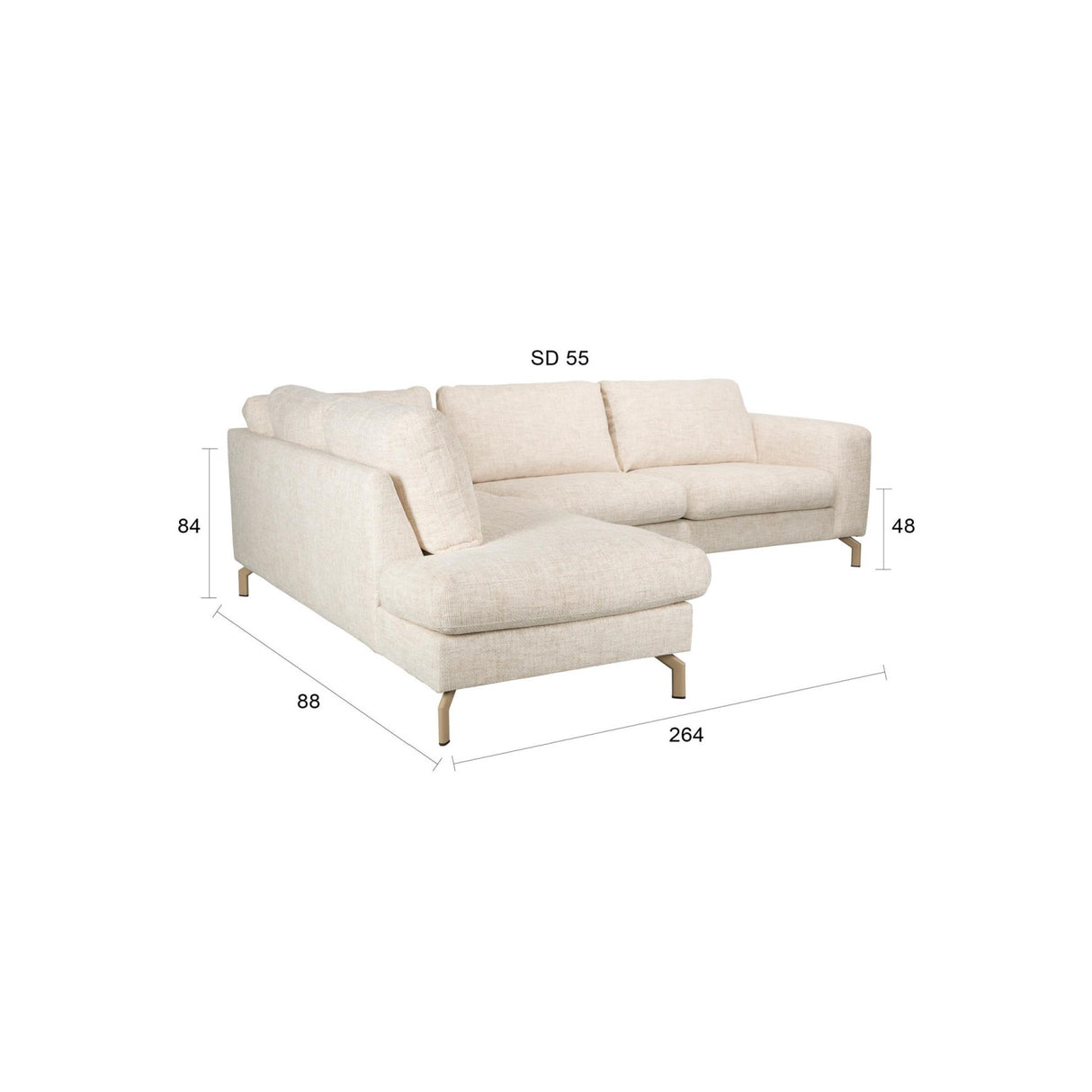 Modern furniture - Beige Fabric Corner Sofa - www.oroa.com | Oroa.com