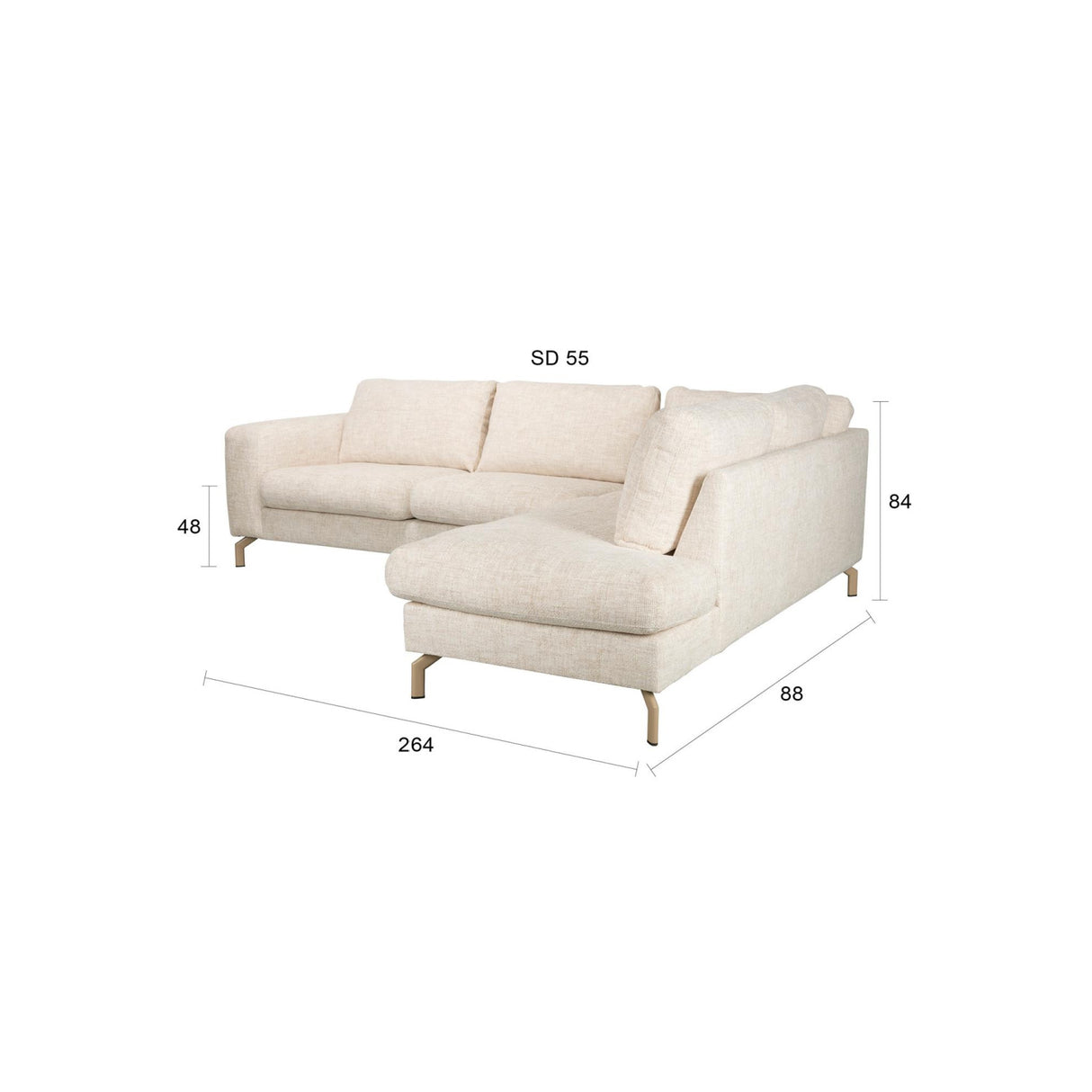 Modern furniture - Beige Fabric Corner Sofa - www.oroa.com | Oroa.com