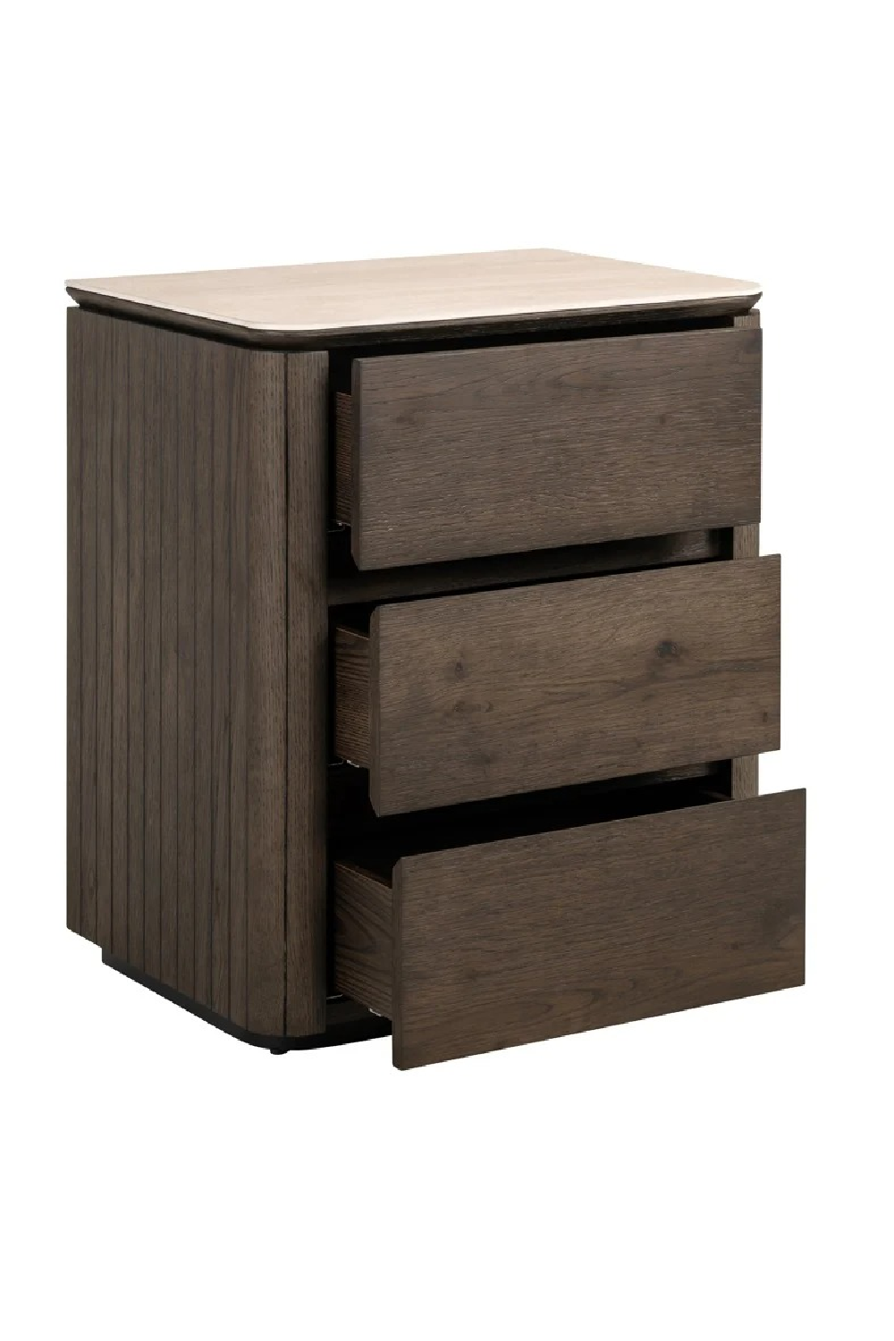 Brown Oak 3-Drawer Nightstand | Richmond Interiors Ritz | Oroa.com