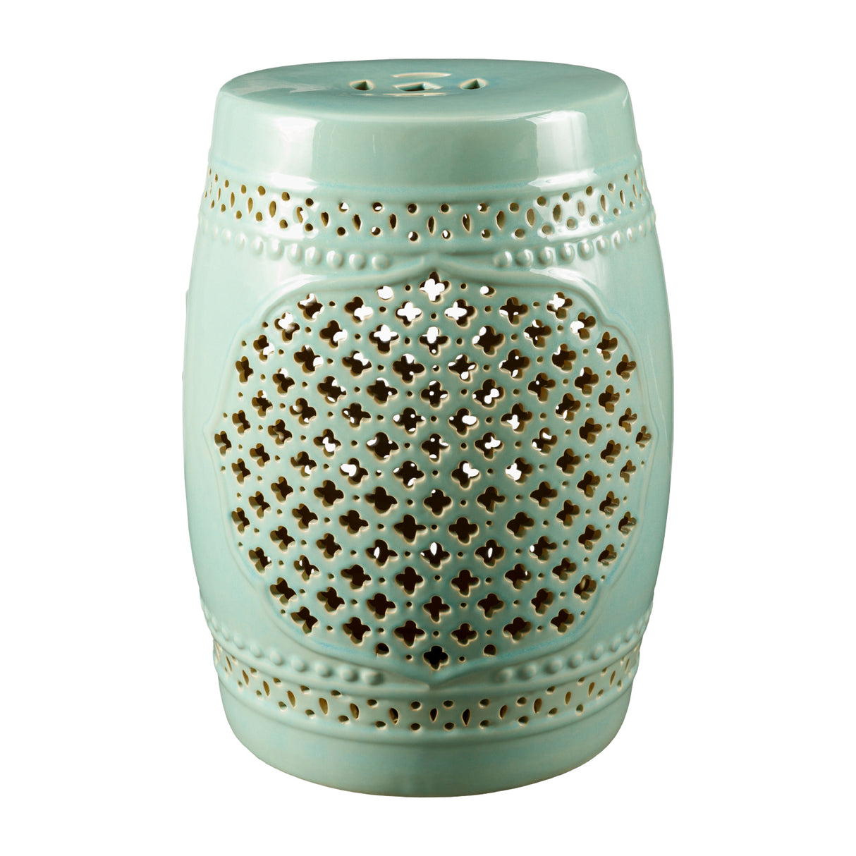Modern European furniture - Green Quatrefoil Fretwork Garden Stool - www.oroa.com | Oroa.com