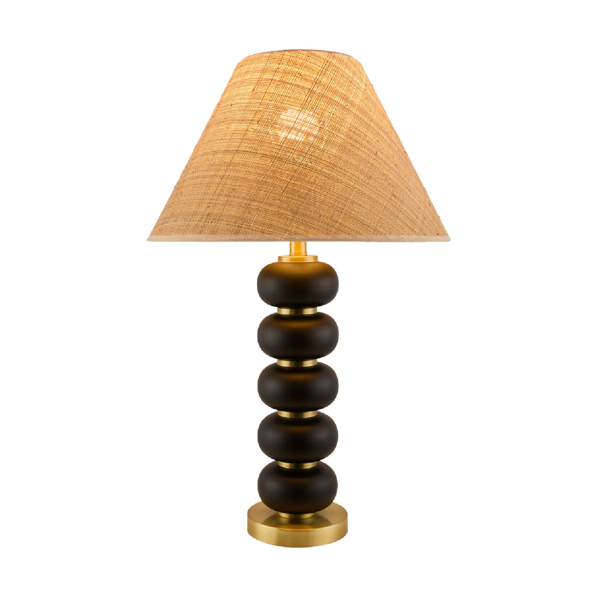 Black Wooden Seagrass Table Lamp | Oroa.com
