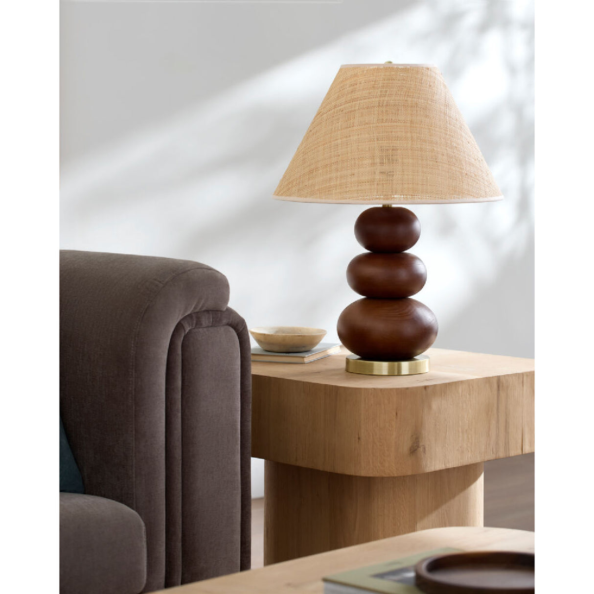 Brown Wooden Seagrass Table Lamp | Oroa.com