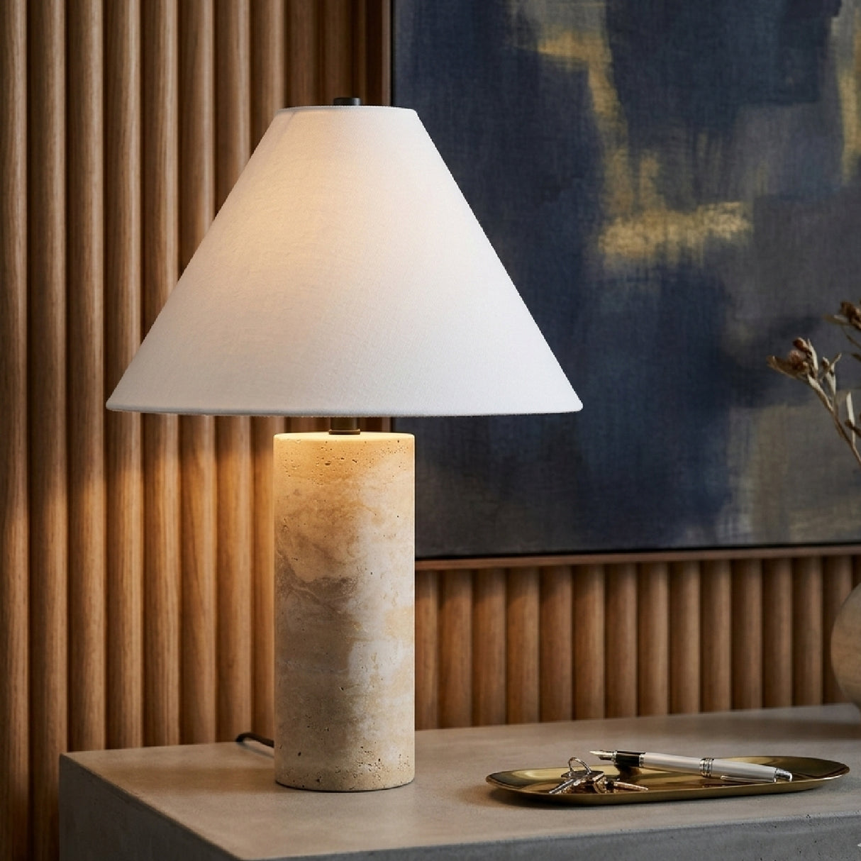 Beige Travertine Table Lamp | Oroa.com
