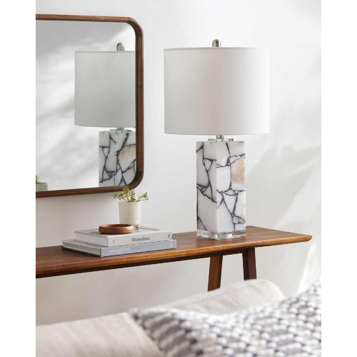 Modern European furniture - White Marble Accent Table Lamp - www.oroa.com | Oroa.com