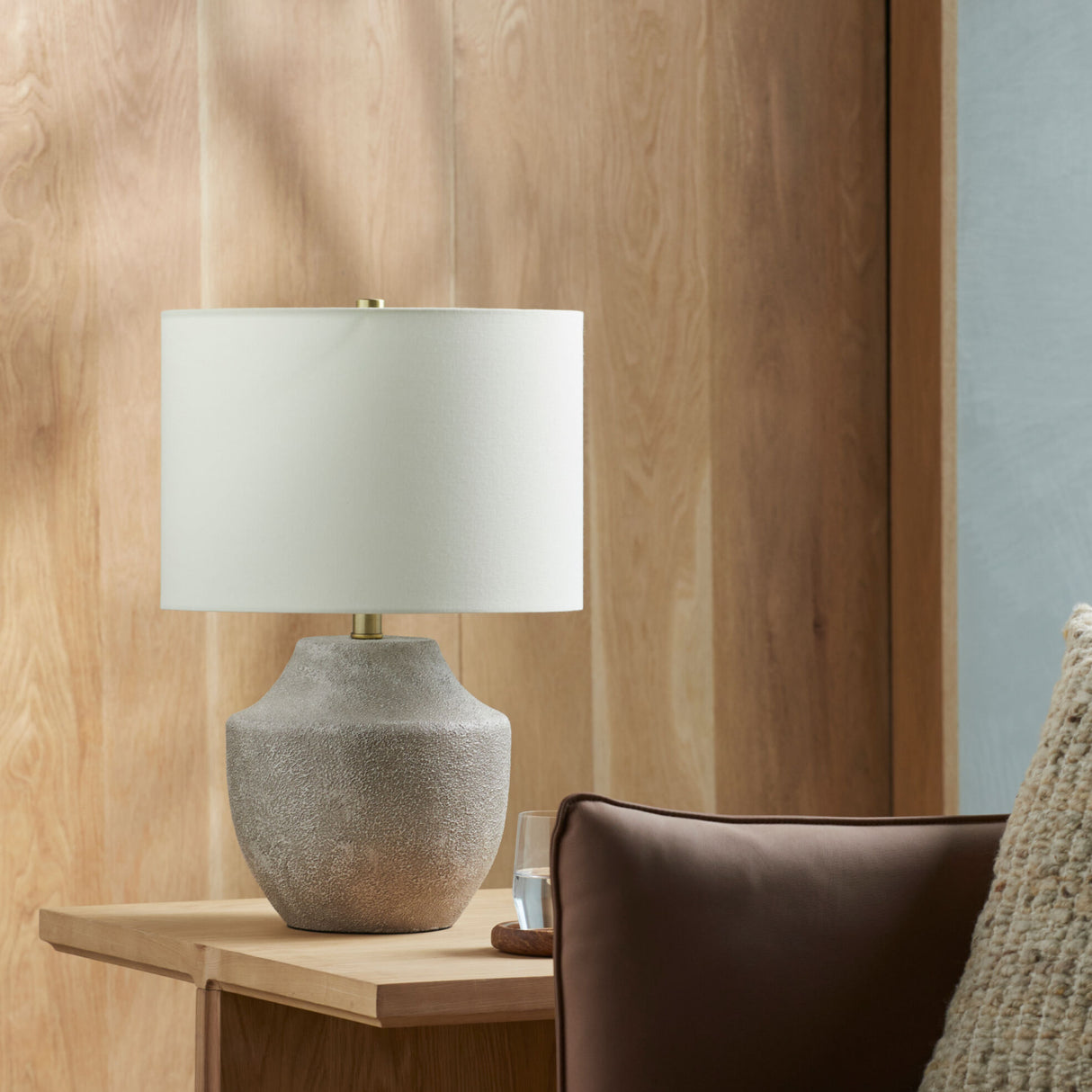 Modern European furniture - Beige Drum Linen Table Lamp S - www.oroa.com | Oroa.com