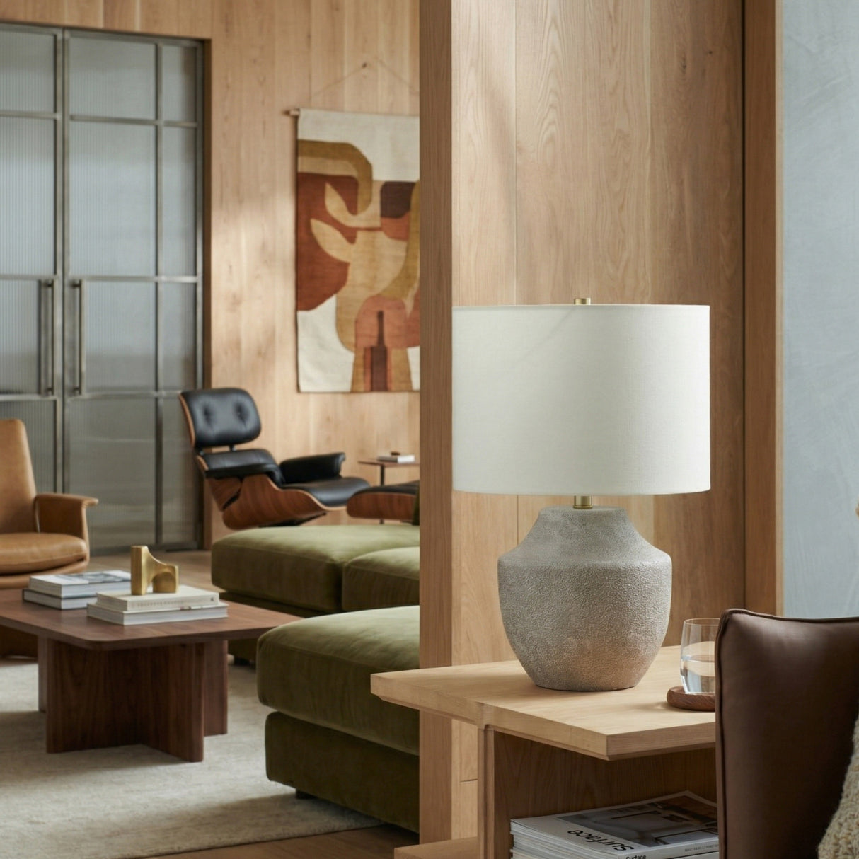 Modern European furniture - Beige Drum Linen Table Lamp S - www.oroa.com | Oroa.com