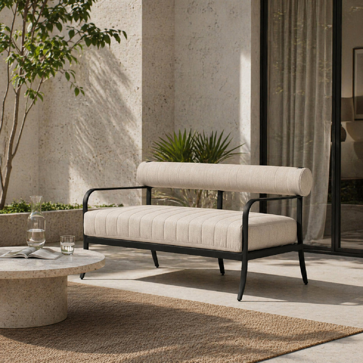 Modern European furniture - Black Aluminum Outdoor Loveseat - www.oroa.com | Oroa.com