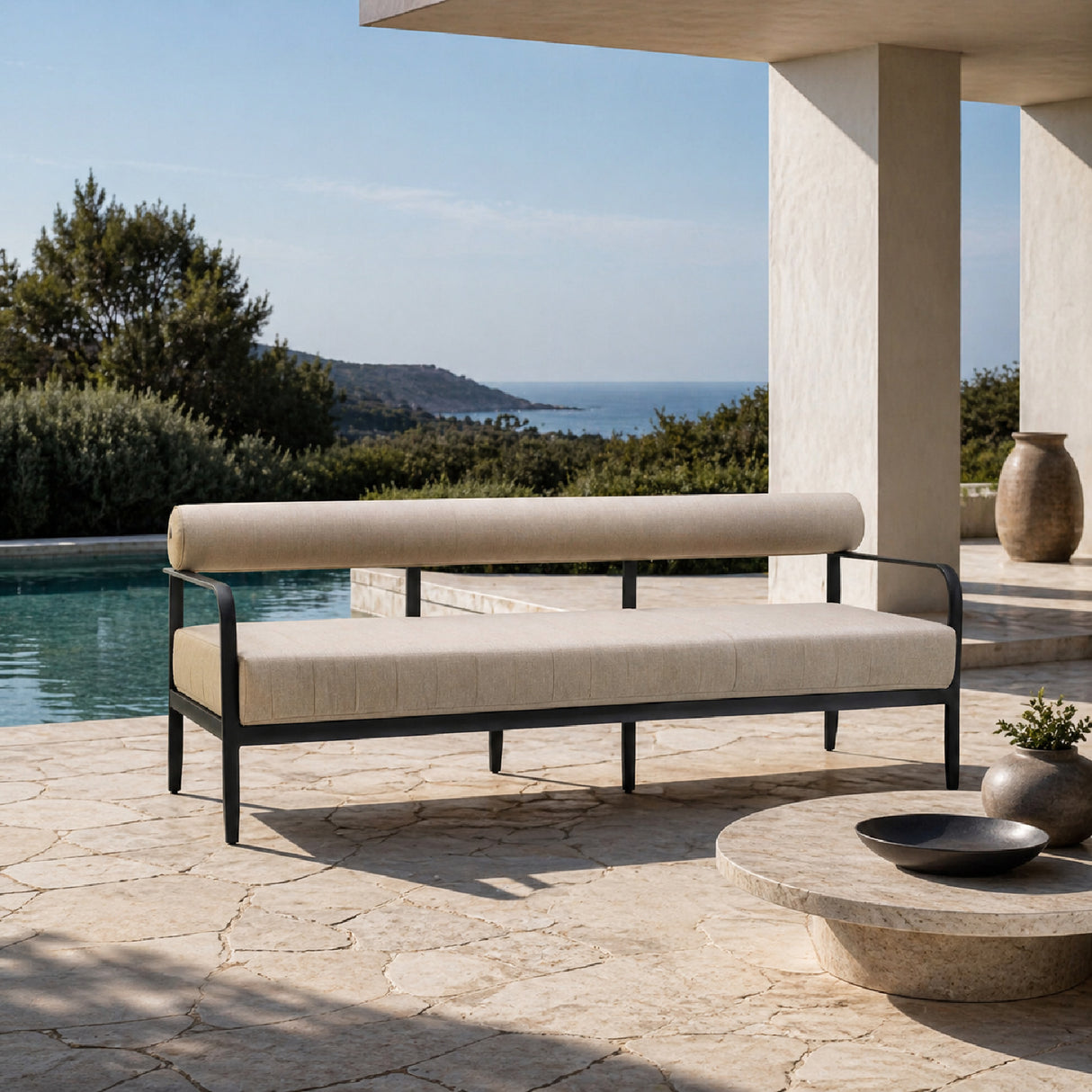 Modern European furniture - Black Aluminum Outdoor Sofa - www.oroa.com | Oroa.com