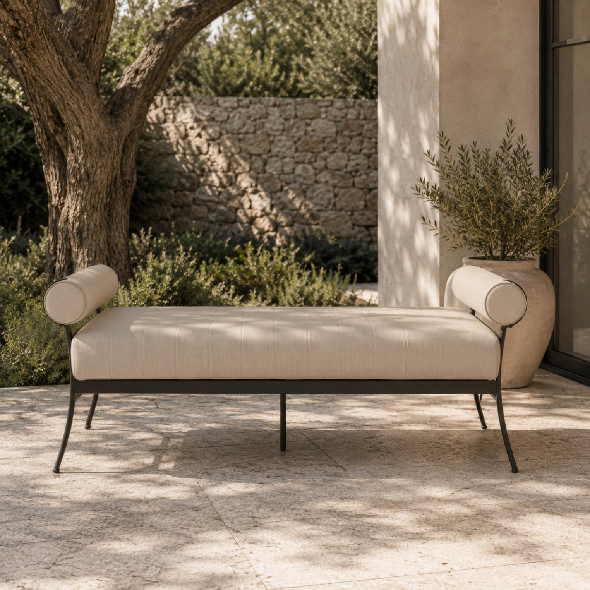 Modern European furniture - Black Aluminum Outdoor Bench - www.oroa.com | Oroa.com