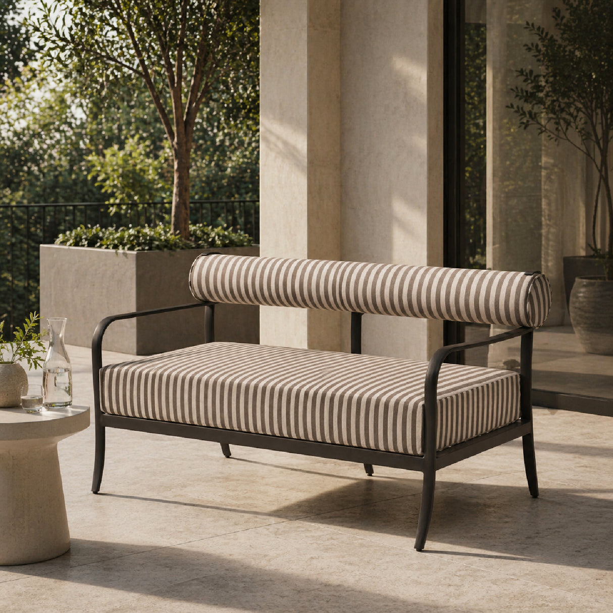 Modern European furniture - Black Aluminum Outdoor Loveseat - www.oroa.com | Oroa.com