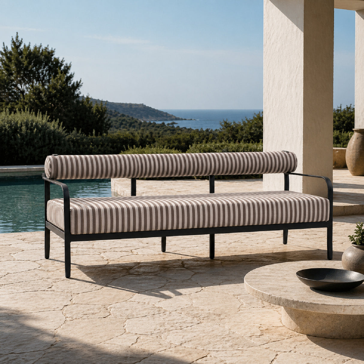 Modern European furniture - Black Aluminum Outdoor Sofa - www.oroa.com | Oroa.com