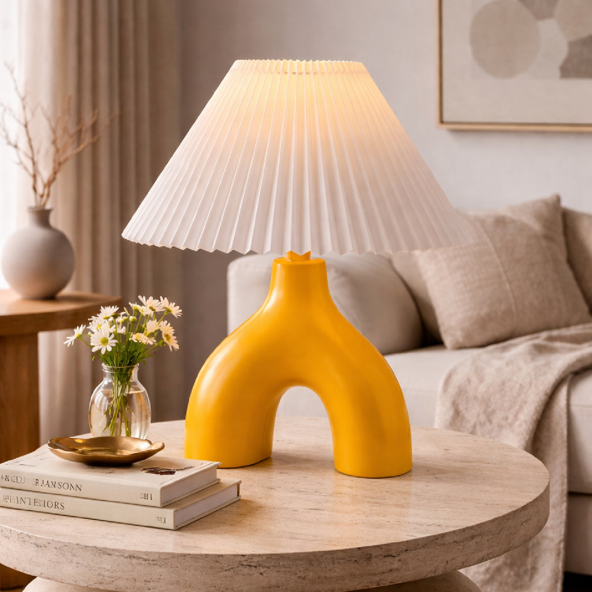 Ceramic White Linen Table Lamp | Oroa.com