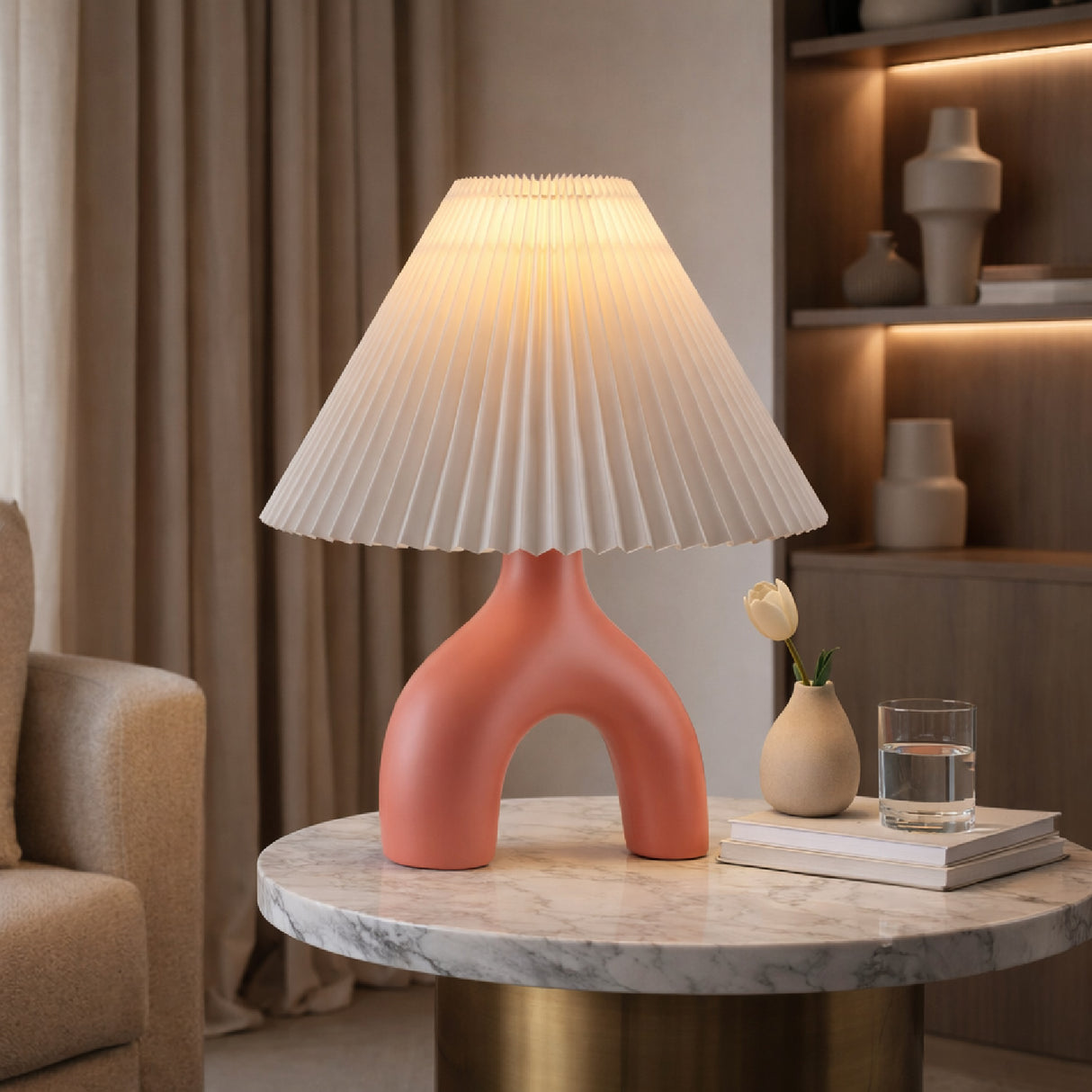 Ceramic White Linen Table Lamp | Oroa.com