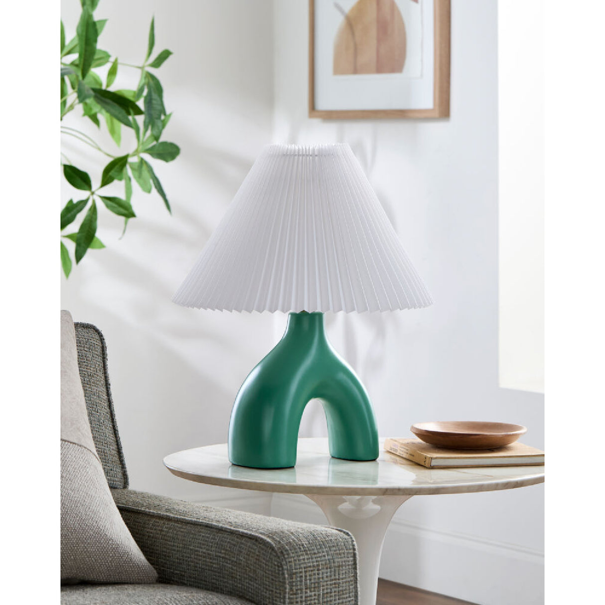 Ceramic White Linen Table Lamp | Oroa.com