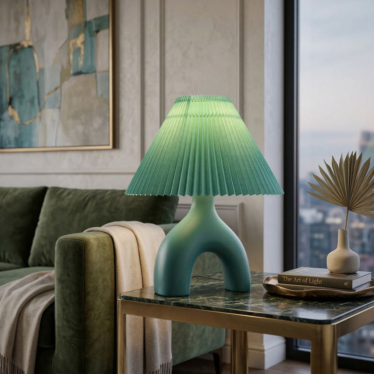 Modern European furniture - Ceramic Cream Linen Table Lamp - www.oroa.com | Oroa.com