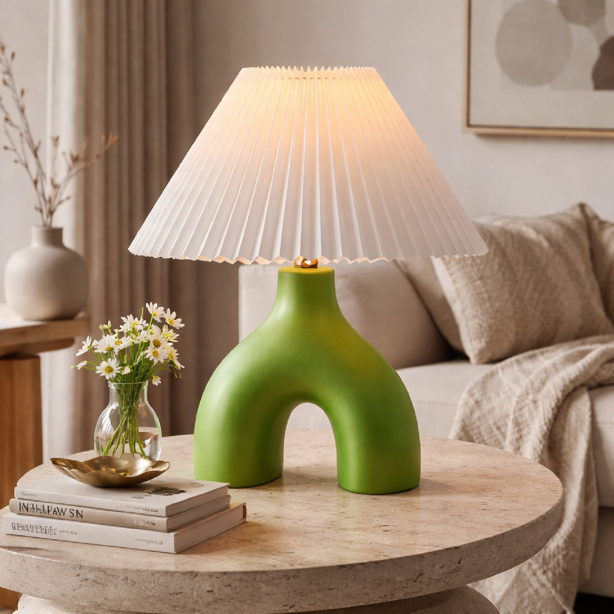 Ceramic White Linen Table Lamp | Oroa.com